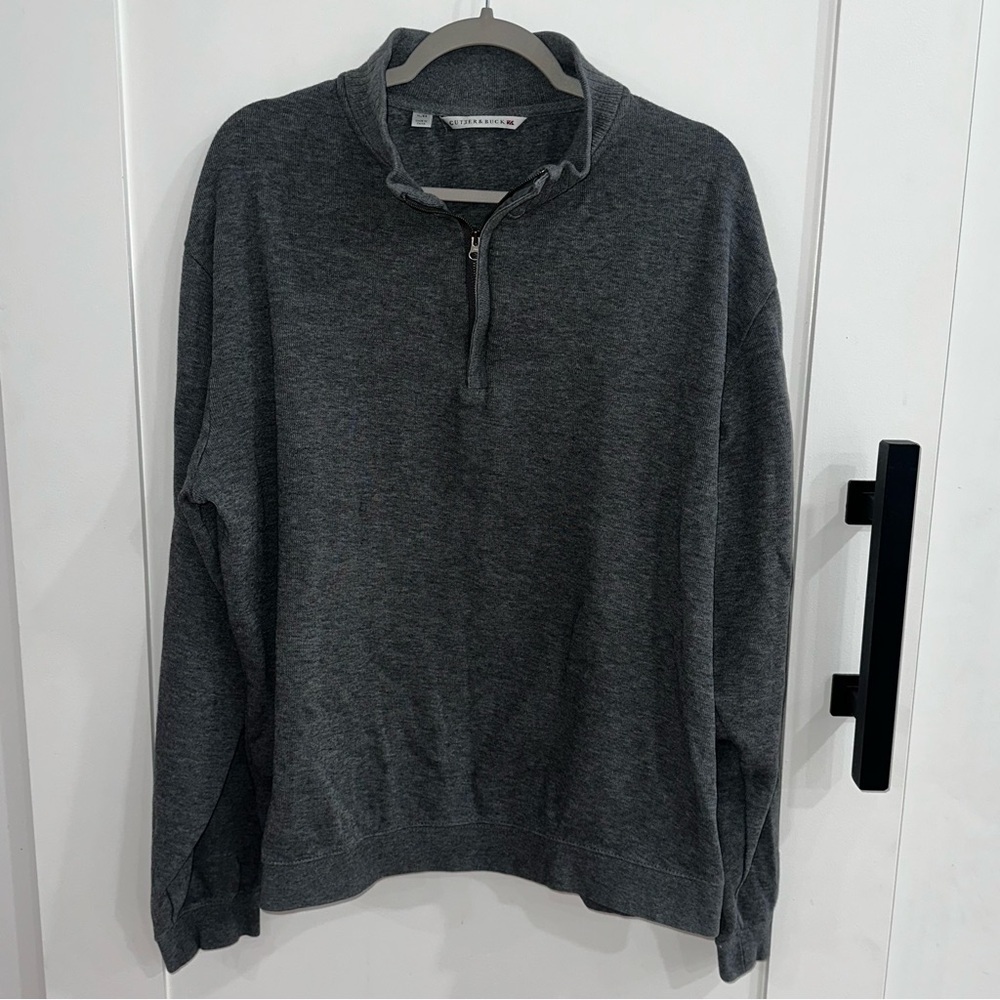 Cutter & Buck Gray 1/4 Zip Pullover Sweater Men’s XL Cotton